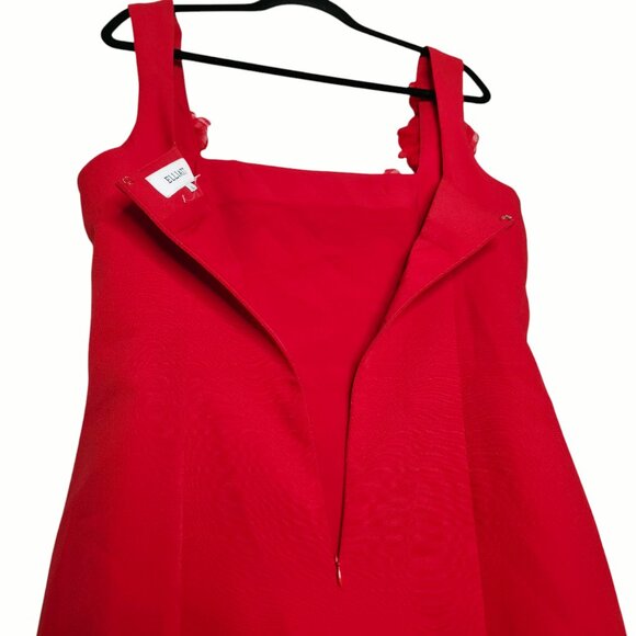 Elliatt Trompe Red Rosette Applique‎ Floral Mini Dress Size L - Picture 9 of 14